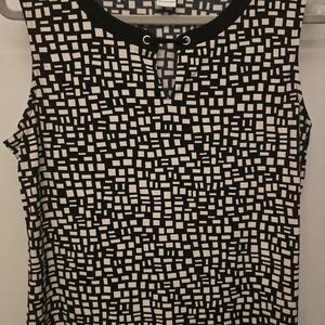 Carmen Marc Valvo Black and White Checkered Tank Top